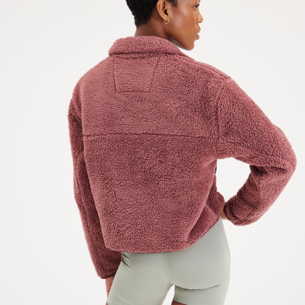 GIRLFRIEND COLLECTIVE Recycled Half-Zip Fleece in Plume NWT - Picture 3 of 5